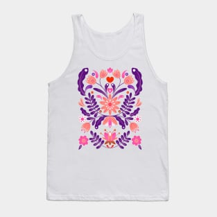 Coral pink and purple rustic floral motif Tank Top